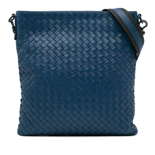 Pre-owned Bottega Veneta Nappa Intrecciato Crossbody Blue
