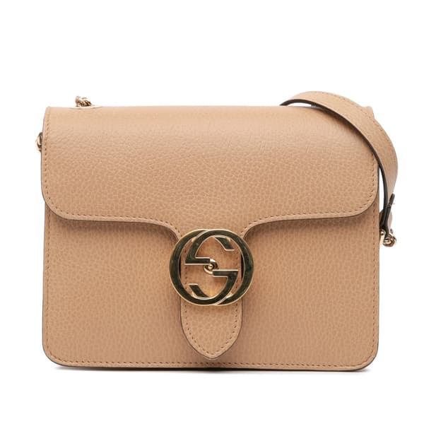 Pre-owned Gucci Small Dollar Calfskin Interlocking G Crossbody Brown