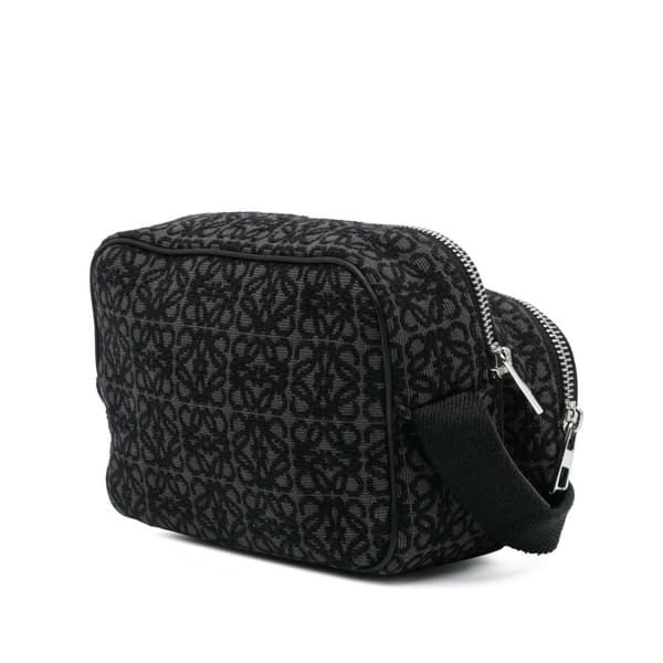 Pre-owned LOEWE Mini Anagram Canvas Camera Bag Black