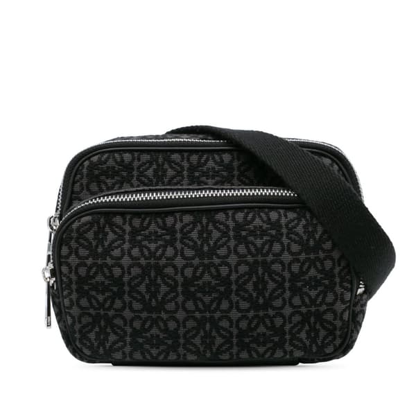 Pre-owned LOEWE Mini Anagram Canvas Camera Bag Black