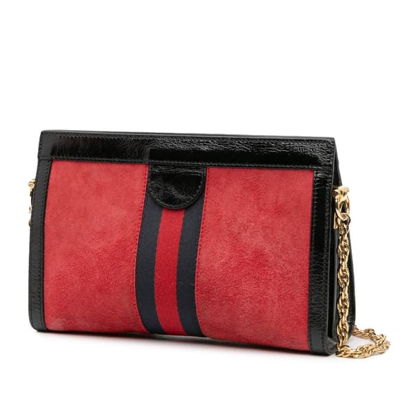 Pre-owned Gucci Small Suede Ophidia Chain Crossbody Red