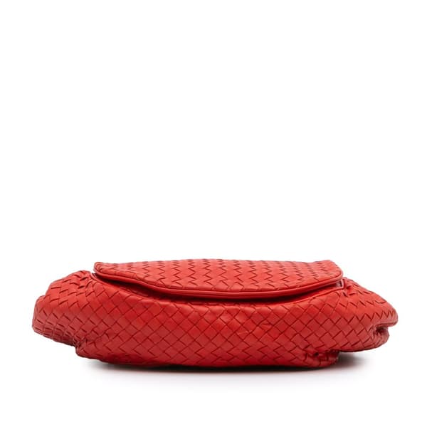 Pre-owned Bottega Veneta Nappa Intrecciato Flap Crossbody Red