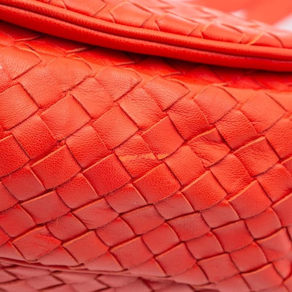 Pre-owned Bottega Veneta Nappa Intrecciato Flap Crossbody Red