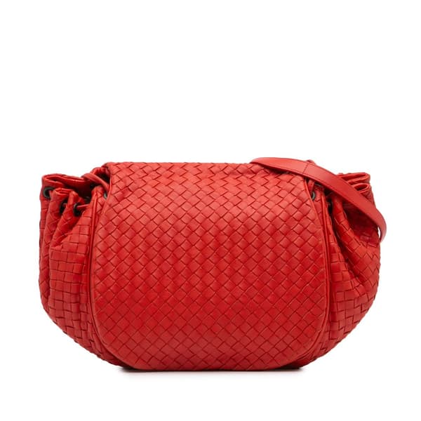 Pre-owned Bottega Veneta Nappa Intrecciato Flap Crossbody Red