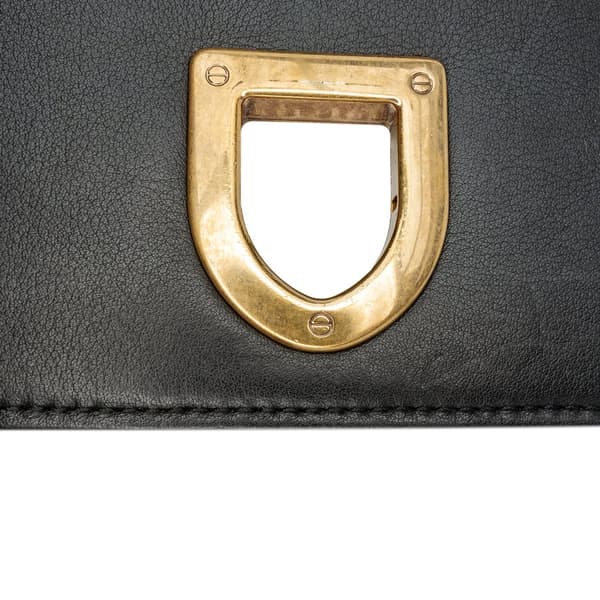 Pre-owned Dior Medium Studded Lambskin Diorama Flap Black