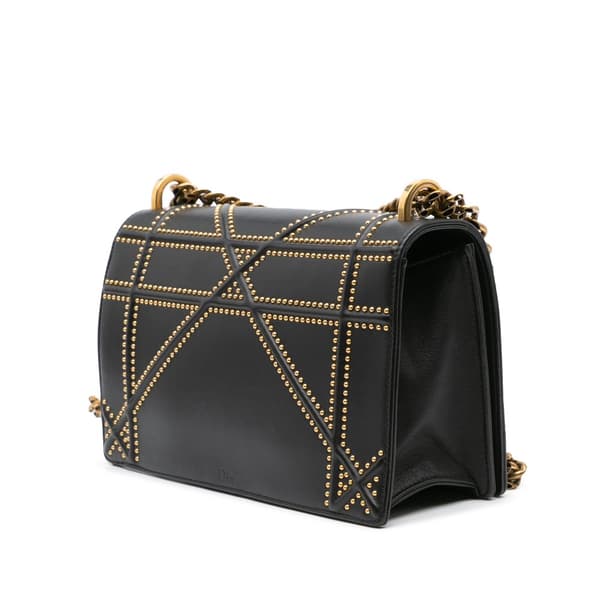 Pre-owned Dior Medium Studded Lambskin Diorama Flap Black
