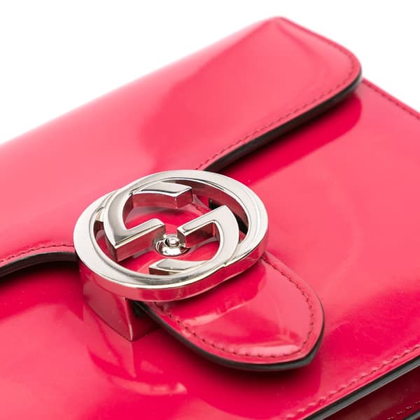 Pre-owned Gucci Small Polished Calfskin Interlocking G Dollar Crossbody Red