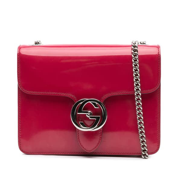 Pre-owned Gucci Small Polished Calfskin Interlocking G Dollar Crossbody Red