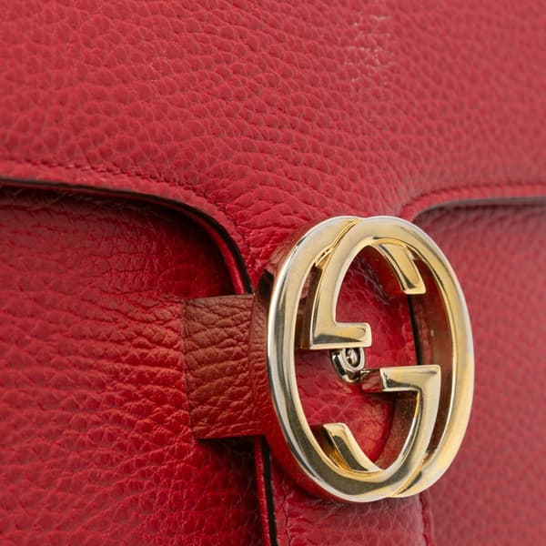 Pre-owned Gucci Small Dollar Calfskin Interlocking G Crossbody Red