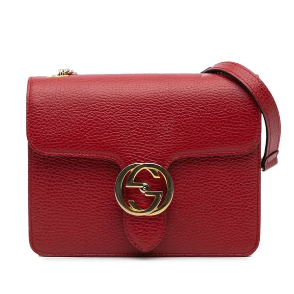Pre-owned Gucci Small Dollar Calfskin Interlocking G Crossbody Red