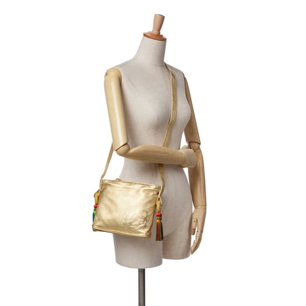Pre-owned LOEWE Nappa Flamenco Tassel Crossbody Gold