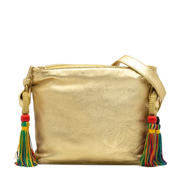 Pre-owned LOEWE Nappa Flamenco Tassel Crossbody Gold