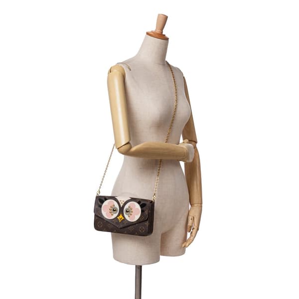 Pre-owned Louis Vuitton Monogram Lovely Birds Pochette Felicie Brown