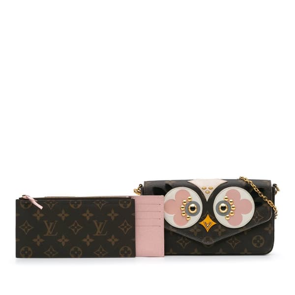 Pre-owned Louis Vuitton Monogram Lovely Birds Pochette Felicie Brown