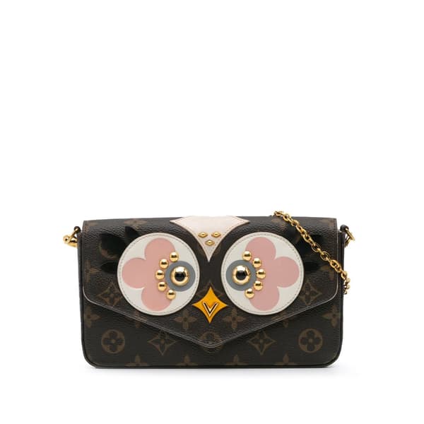 Pre-owned Louis Vuitton Monogram Lovely Birds Pochette Felicie Brown