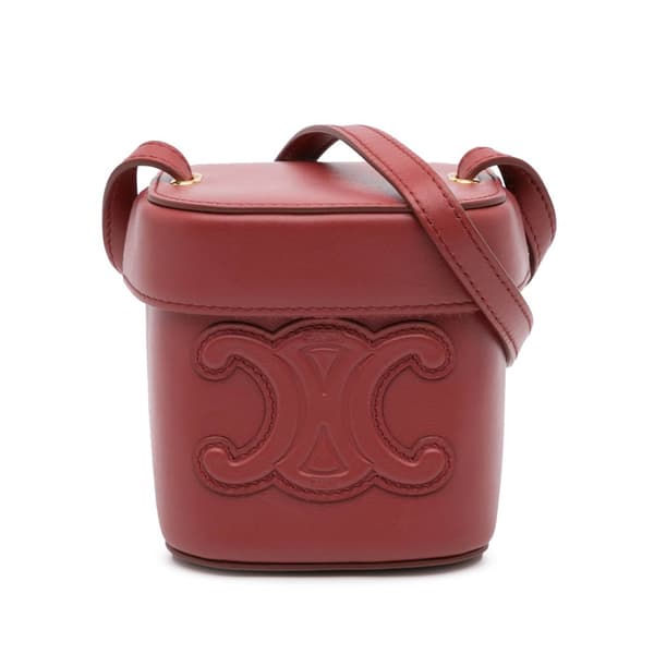 Pre-owned Celine Small Calfskin Cuir Triomphe Box Bag Red