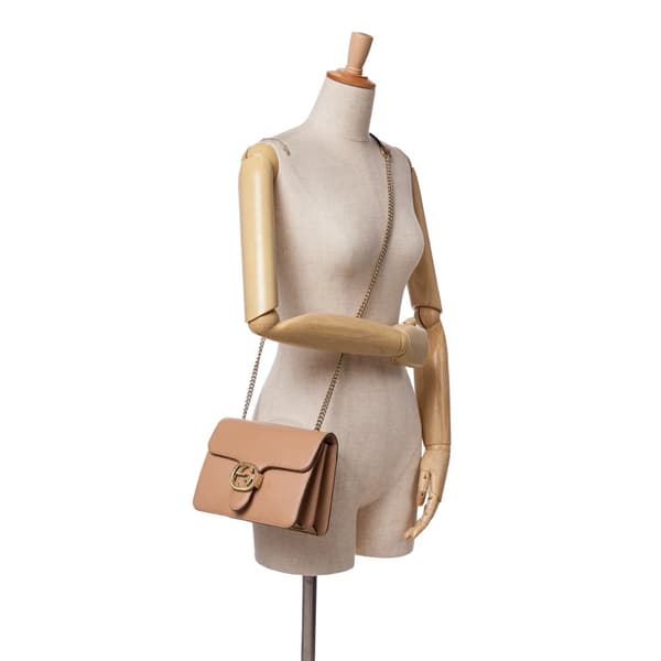 Pre-owned Gucci Small Dollar Calfskin Interlocking G Crossbody Brown
