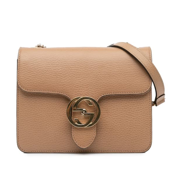 Pre-owned Gucci Small Dollar Calfskin Interlocking G Crossbody Brown