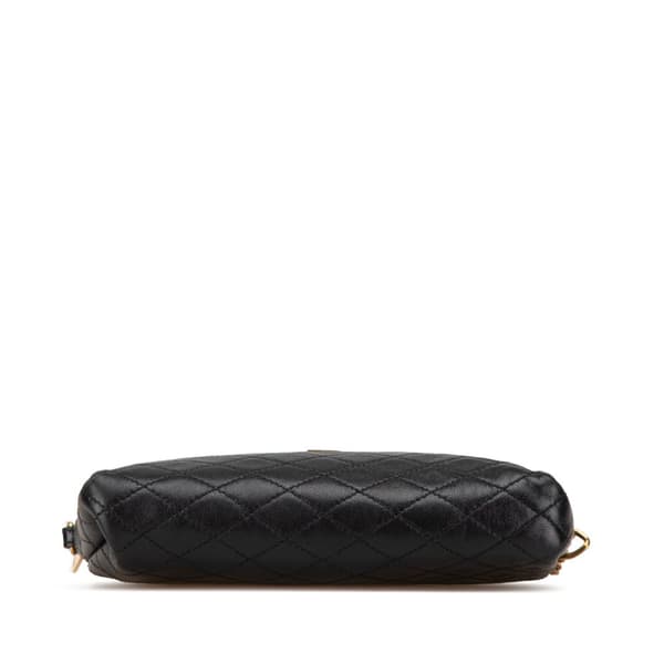 Pre-owned Saint Laurent Mini Quilted Lambskin Gaby Zippered Pouch Black