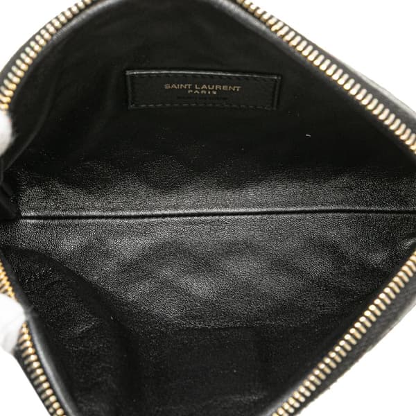 Pre-owned Saint Laurent Mini Quilted Lambskin Gaby Zippered Pouch Black