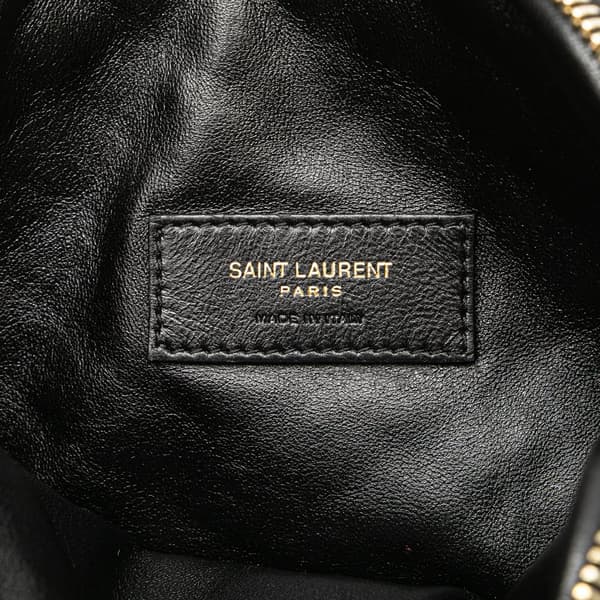 Pre-owned Saint Laurent Mini Quilted Lambskin Gaby Zippered Pouch Black