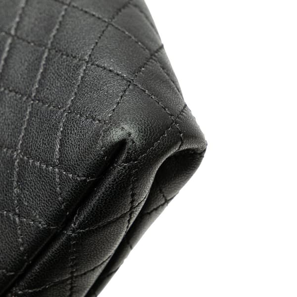 Pre-owned Saint Laurent Mini Quilted Lambskin Gaby Zippered Pouch Black