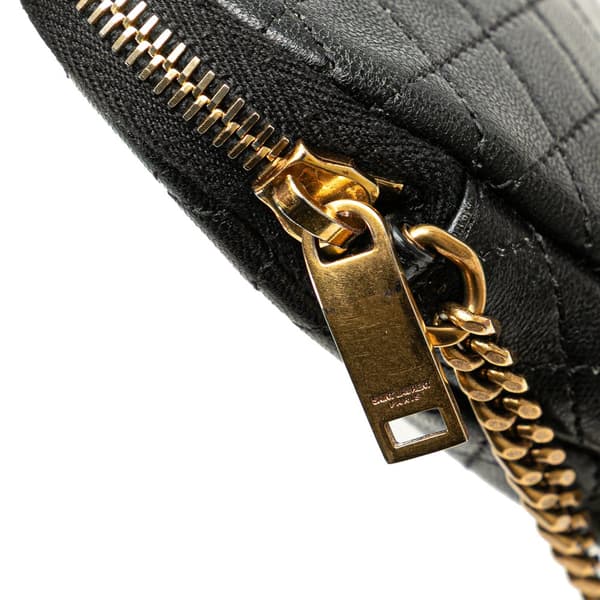 Pre-owned Saint Laurent Mini Quilted Lambskin Gaby Zippered Pouch Black