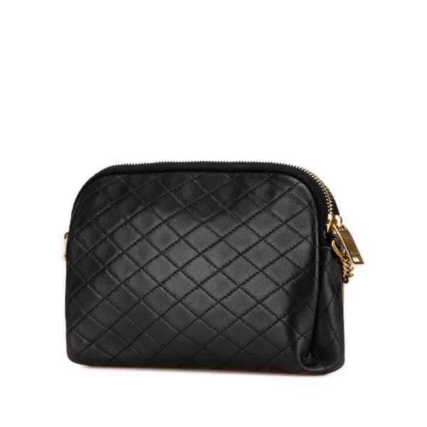Pre-owned Saint Laurent Mini Quilted Lambskin Gaby Zippered Pouch Black