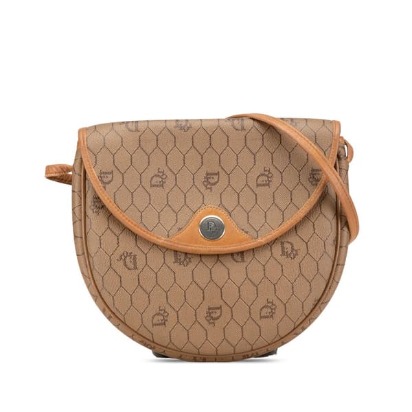Pre-owned Dior Honeycomb Coated Canvas Crossbody Brown