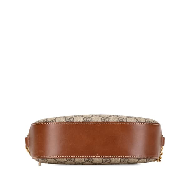 Pre-owned Gucci Mini GG Supreme Chain Crossbody Brown