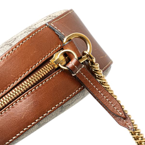 Pre-owned Gucci Mini GG Supreme Chain Crossbody Brown