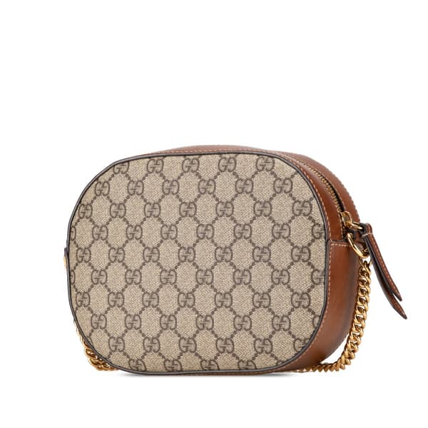Pre-owned Gucci Mini GG Supreme Chain Crossbody Brown
