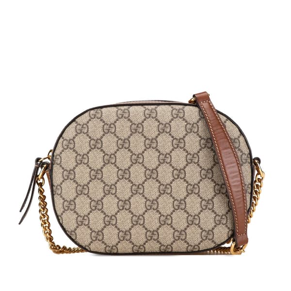 Pre-owned Gucci Mini GG Supreme Chain Crossbody Brown