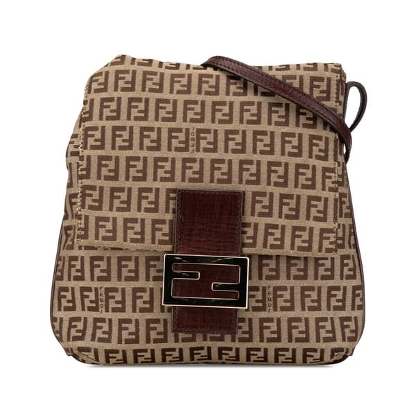 Pre-owned Fendi Zucchino Canvas Crossbody Brown