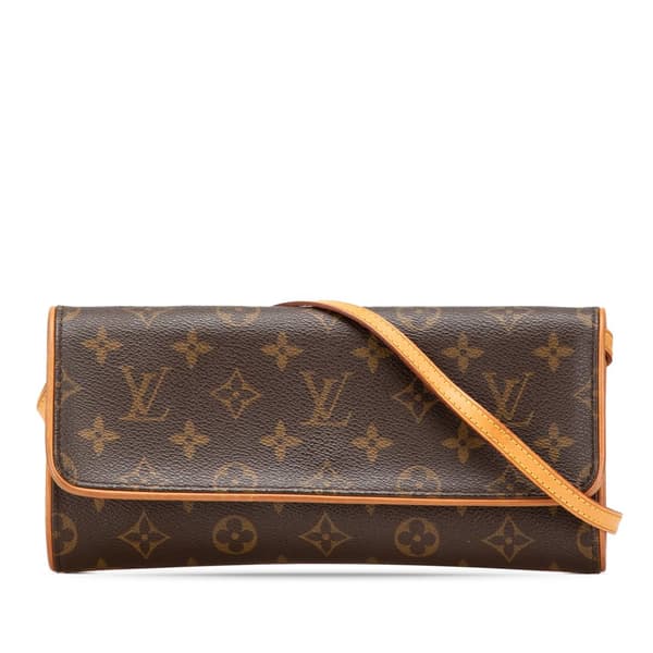 Pre-owned Louis Vuitton Monogram Pochette Twin GM Brown