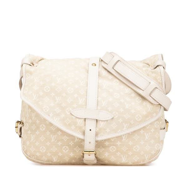 Pre-owned Louis Vuitton Monogram Mini Lin Saumur Brown