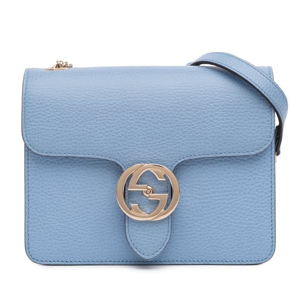 Pre-owned Gucci Small Dollar Calfskin Interlocking G Crossbody Blue