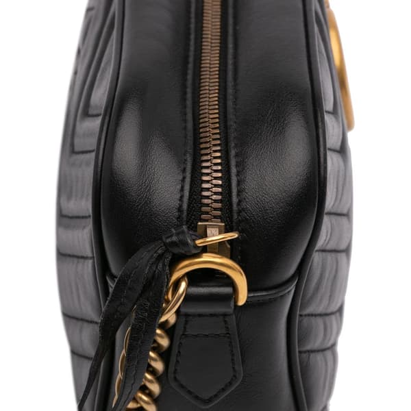 Pre-owned Gucci Small GG Marmont Matelasse Leather Crossbody Black