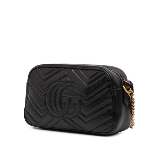 Pre-owned Gucci Small GG Marmont Matelasse Leather Crossbody Black