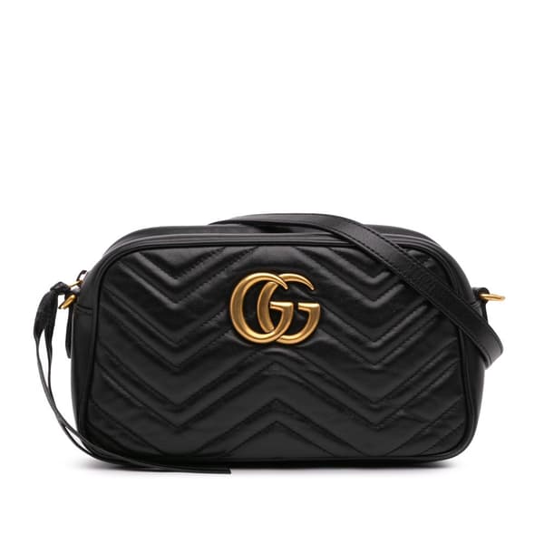 Pre-owned Gucci Small GG Marmont Matelasse Leather Crossbody Black