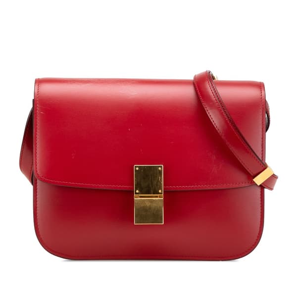 Pre-owned Celine Medium Calfskin Classic Box Red