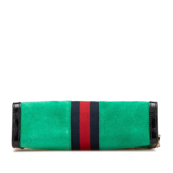 Pre-owned Gucci Small Suede Ophidia Chain Crossbody Green