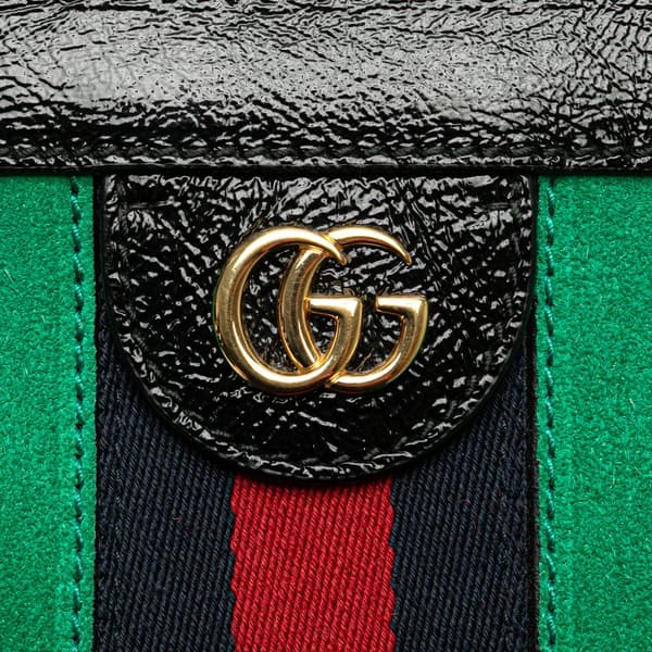 Pre-owned Gucci Small Suede Ophidia Chain Crossbody Green