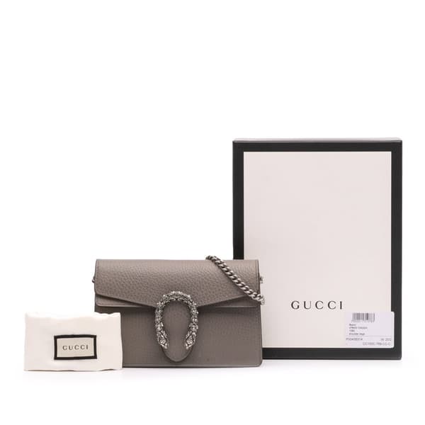 Pre-owned Gucci Super Mini Leather Dionysus Crossbody Brown