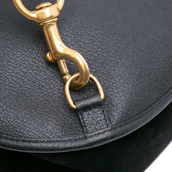 Pre-owned Gucci Suede Horsebit Sling Bag Black