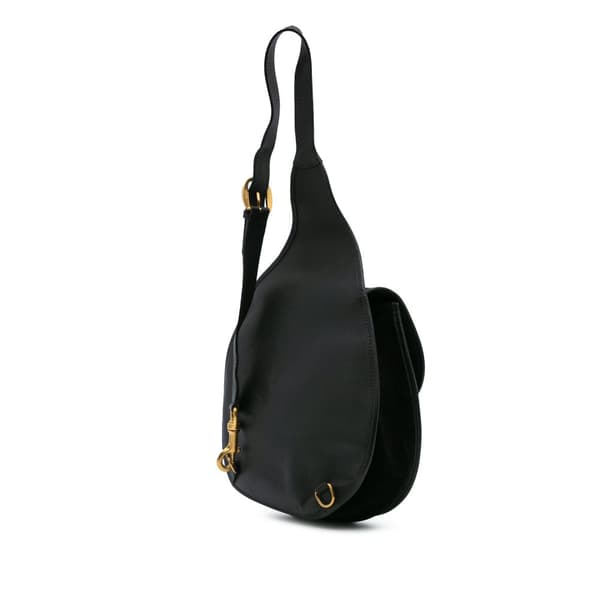Pre-owned Gucci Suede Horsebit Sling Bag Black