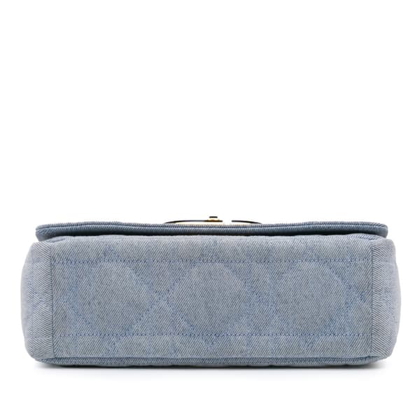 Pre-owned Dior Medium Denim Macrocannage Caro Bag Blue