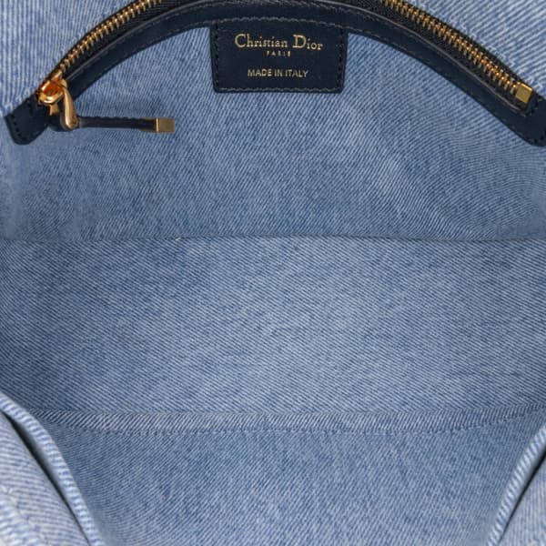 Pre-owned Dior Medium Denim Macrocannage Caro Bag Blue