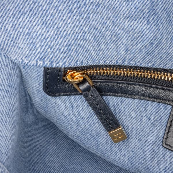 Pre-owned Dior Medium Denim Macrocannage Caro Bag Blue