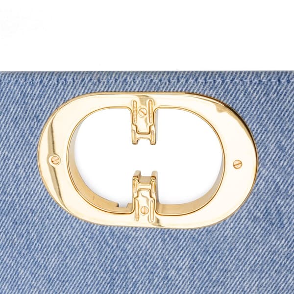 Pre-owned Dior Medium Denim Macrocannage Caro Bag Blue